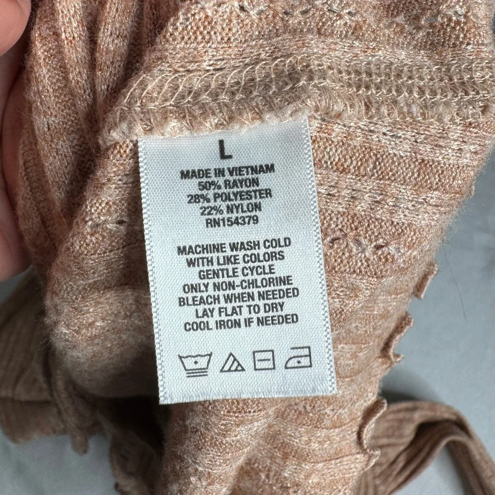 Aeropostale Long Sleeve Ribbed Double Cropped Cardigan Tan Peach Womens Large‎